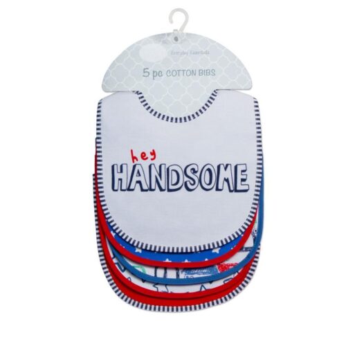 Mother's Choice "Hey Handsome" 5 Pack Cotton Bibs - Offspring