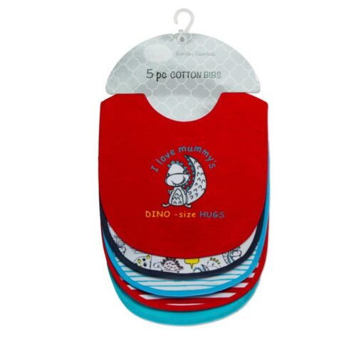 Mother's Choice "I love Mummy's Dino Size Hugs" 5-Pack Cotton Bibs - Offspring