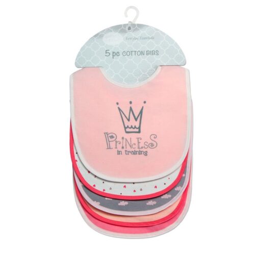Mother’s Choice “Princess in Training” 5-Pack Cotton Bibs - Offspring